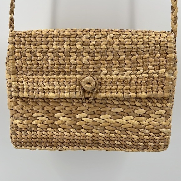 Handbags - WOVEN natural Envelope Fold Small Shoulder Bag Boho Tan Braided Strap